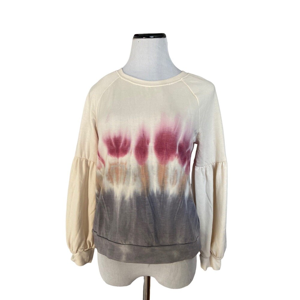 Knox Rose Boho Tie Dye Balloon Sleeve Sweatshirt Size S Cozy Lounge Slouchy Fall